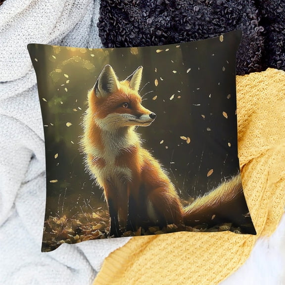 Creowell Fox Rain Light Pillow Cushion Case for Home Sofa Couch Decor 18x18in