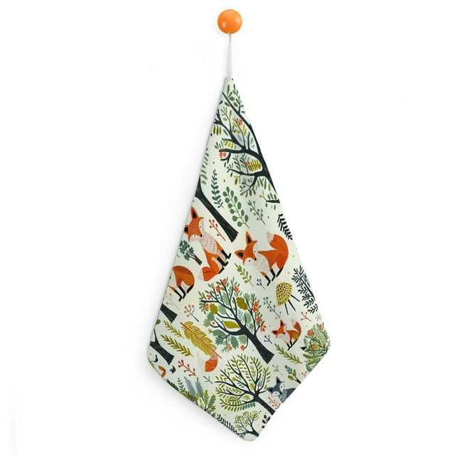 Creowell Foxes Trees Red Fox Microfiber Kitchen Towel Super Absorbent