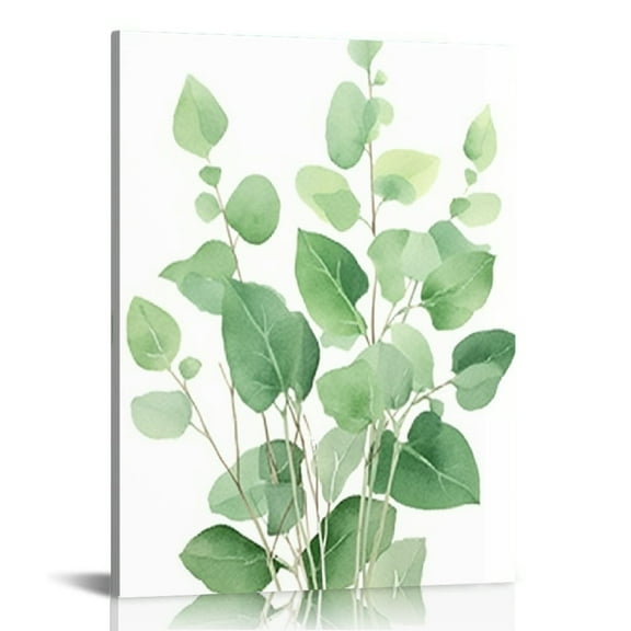 Creowell Framed Canvas Botanical Plant Wall Art Boho Plant Wall Decor Prints Minimalist Plants Decor for Bathroom Green Leaf Botanical Art Painting for Living Room Office 12x16 in