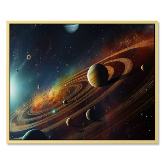 Creowell Framed Cool Space Theme Galaxy Astronomy Canvas Wall Art Universe Solar System Poster Planets Decor For Kids Living Room Bedroom Home Office Artwork Gift Ready To Hang 16x12in/20x16in