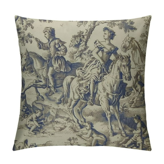 Creowell French Vintage Toile Pillow Cover Indoor Decor Throw Pillow Case