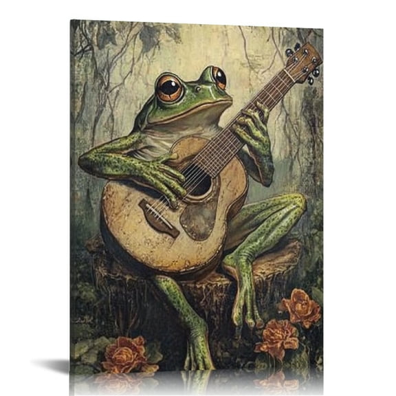 Creowell Frog Canvas Print Wall Art Decor for Home Living Room Bathroom Office, Perfect Gift Idea for Various Occasions 16x20in