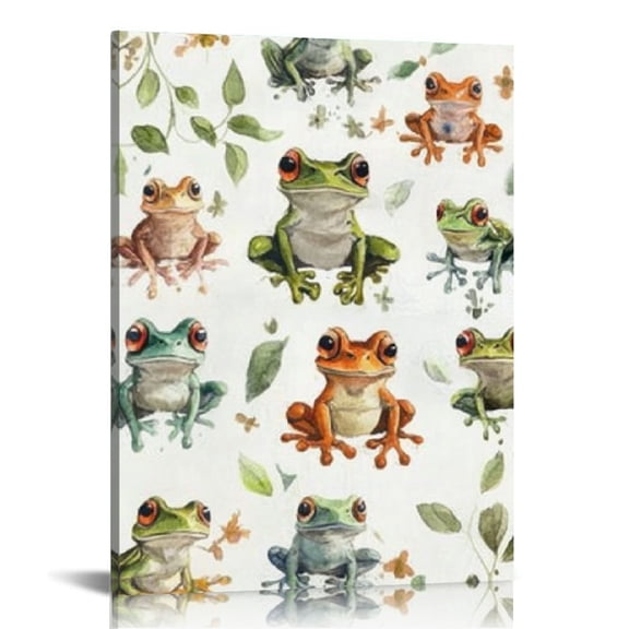 Creowell Frog Canvas Print Wall Decor for Home Living Room Bathroom Bedroom Office, Perfect Gift for Various Occasions 12x16in