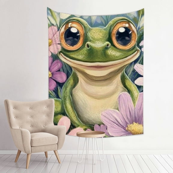 Creowell Frog Flowers Home Wall Tapestry Art 100% Polyester 4 Sizes 30x40in