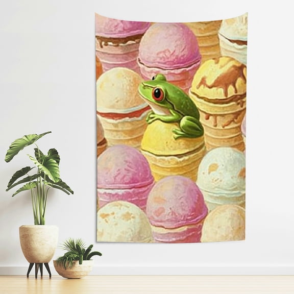 Creowell Frog Ice Cream Pastel Tapestry Wall Hanging 100% Polyester 40x60in