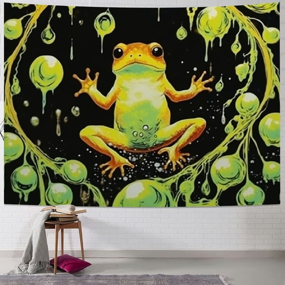 Creowell Frog Tapestry Moon Phase Tapestries Trippy Eyes Tapestry Aesthetic Plants Tapestry Hippie Animal Tapestry Wall Hanging for Bedroom 40x60inch