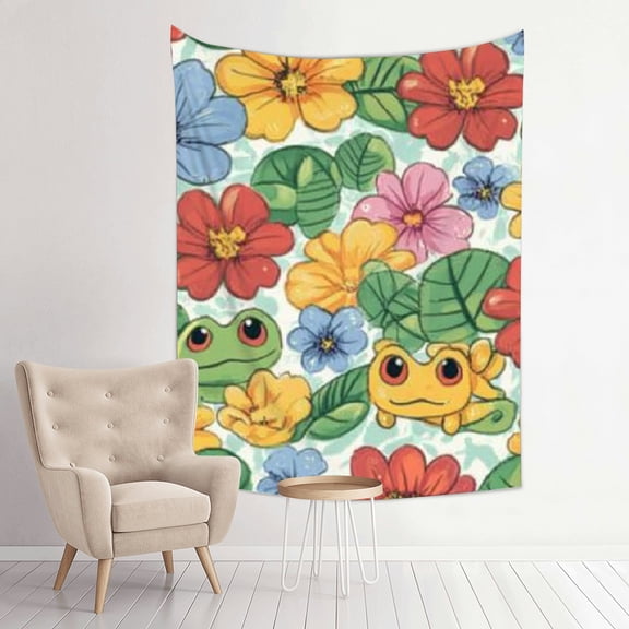 Creowell Frogs Flowers Jigsaw Puzzle Wall Tapestry Art 100% Polyester 30x40in