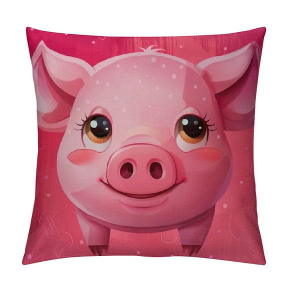 Creowell Funny Pink Pig Face Print Throw Pillow Cover Square Soft Cushion Cover Throw Pillow Case for Home Decor Living Room Bed Couch Car