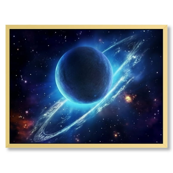 Creowell Galaxy Planets Canvas Wall Art - Blue Universe Themed Modern Prints for Home Decor Outer Space Framed Painting Solar System Poster Pictures for Kids Teens's Bedroom Living Room 16x12/20x16in