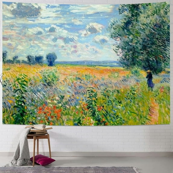 Creowell Garden Art Poster Tapestry for Bedroom Aesthetic, Green Spring Garden Small Wall Tapestries, Nature Scenery Artwork Wall Hanging, Vintage Floral Tree Decor for Living Room Dorm 40x30inch