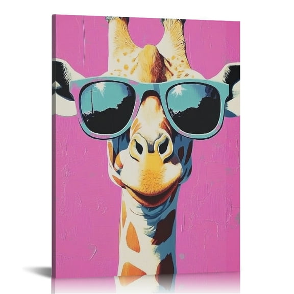 Creowell Giraffe Canvas Wall Art Print On Canvas for Home Decor Living Room Bathroom Bedroom Office 16x20in
