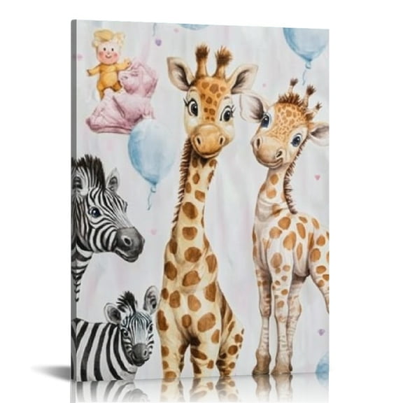 Creowell Giraffe Zebra Elephant Canvas Wall Art Home Decor 12x16 12x16in