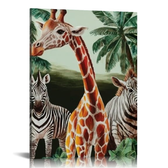 Creowell Giraffe Zebra Elephant Wall Decor Canvas Prints 12x16 12x16in