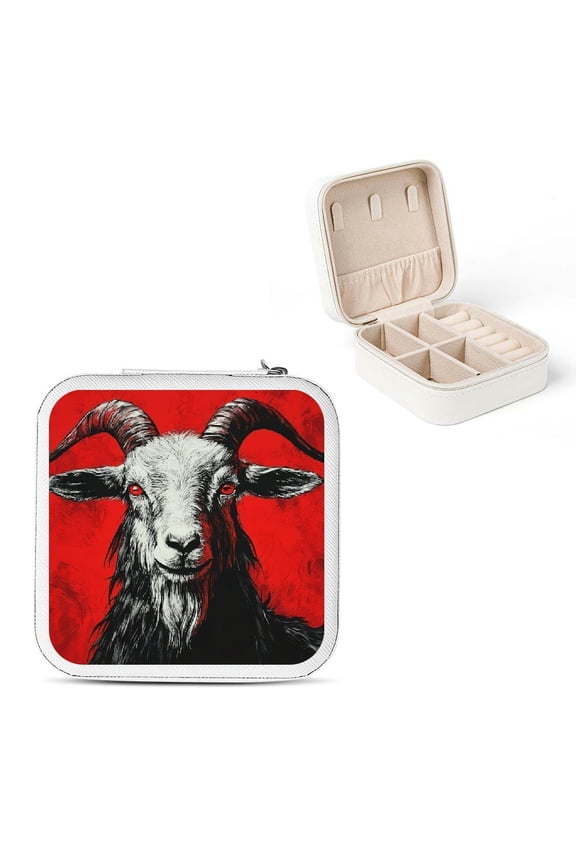 Goat Horns Mini Jewelry Travel Case Organizer with Zipper, Compact Size for Necklace, Ring, Earring Storage, Bridesmaid Gift, Mother's Day Necklace Box White