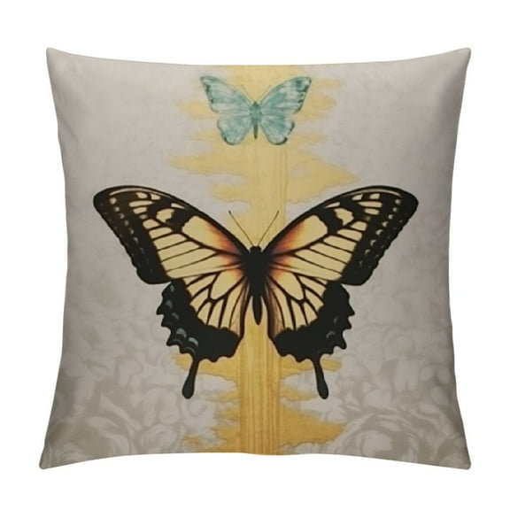 Creowell Gold Butterfly Throw Pillow Cover White
