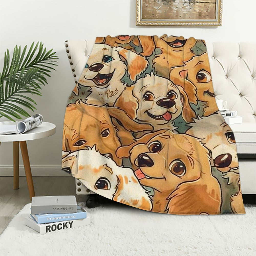 Creowell Golden Retrievers Blanket Gift Cute Blankets for Girls & Boys