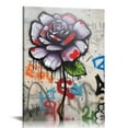thumbnail image 1 of Creowell Graffiti Canvas Wall Art, Street Graffiti Canvas Wall Art, Modern Street Graffiti Wall Art,Graffiti Art Rose Flowers Canvas Painting for Living Room Decor 16x20 in/12x16 in, 1 of 4