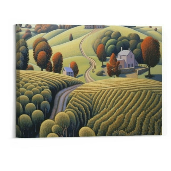 Creowell Grant Wood Famous Artposter Cornfield Canvas Art And Wall Art Picture Print Modern Family Bedroom Decors 20x16inch