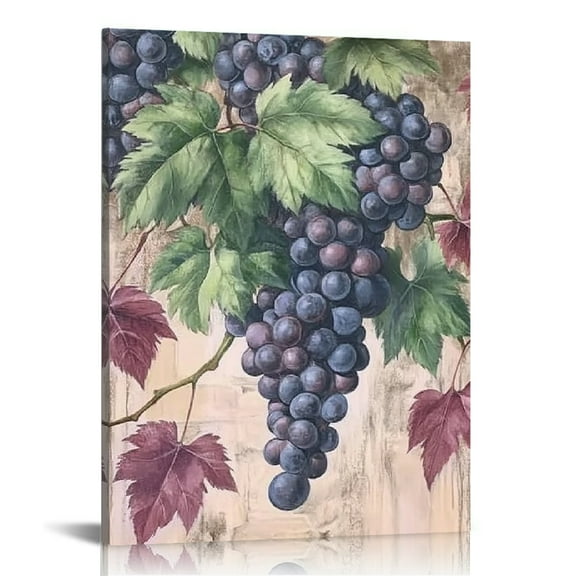 Creowell Grapes Leaves Painting Canvas Wall Art Home Decor 12x16 12x16in