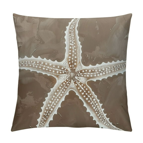 Creowell Gray Coral Tree and Starfish Throw Pillow Cover Summer Beach Sea Star Cushion Pillow Case Square  Nautical Coastal Pillowcase for Party Bed Sofa Home Car Bedroom Outdoor