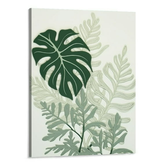 Creowell Green Leaf Canvas Wall Art for Home Decoration Office Wall Decor,Tropical Plant Picture Minimalist Greenery Watercolor Painting, Quote Botanical Print Artwork Painting, 16x20 Inch