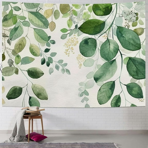 Creowell Green Leaves Foliage Tapestry Wall Hanging Short Plush Fabric for Living Room Bedroom Dorm Decoration 40x30inch
