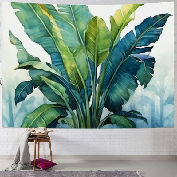 Creowell Green Leaves Tapestry for Living Room Bedroom Dorm Wall Hanging Short Plush Fabric Without Theme 40x30inch