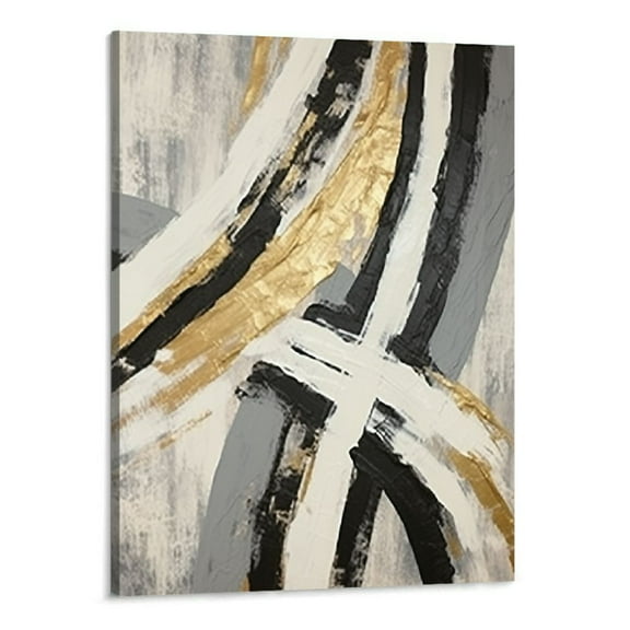 Creowell Grey Gold Abstract Canvas Wall Art Textured Canvas Pictures Yellow and Grey Artwork for Walls Gold Foil Paintings Wall Decor Brown Abstract Artwork Grey and Beige Pictures Prints 16x20 Inch