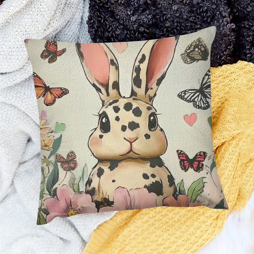 Creowell Happy Easter Bunny Decorative Throw Pillow Covers,Rabbit ...