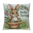 thumbnail image 1 of Creowell  Happy Easter Hello Spring Gnome Flower Throw Pillow Covers, 18 x 18 Inch Cushion Case Decoration for Sofa Couch, 1 of 5