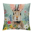 thumbnail image 1 of Creowell Happy Easter Pillow Covers , Floral Rabbits Bunny  Farmhouse Decorative Throw Pillowcases for Home Sofa Couch Decoration, 1 of 5