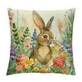 thumbnail image 1 of Creowell Happy Easter Pillow Covers , Spring Rabbits Flower Decorative Farmhouse Spring Flower Throw Pillowcases for Home Sofa Couch Decoration，Multi-Size, 1 of 5