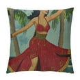 thumbnail image 1 of Creowell  Hawaiian Hula Girl Throw Pillow Cover Hawaii Dance On Beach Tropical Palm Ocean Nature Pillow Case Decorative Men Women Boy Girl Room Cushion Cover for Home Couch White, 1 of 5