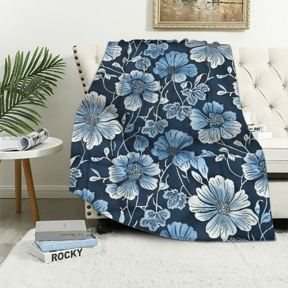 Creowell Hawaiian Tropical Floral Hibiscus Flowers Blanket All Seasons , Hawaiian Print Throw Blankets, Soft Flannel Blankets for Couch Bed Sofa Decoration