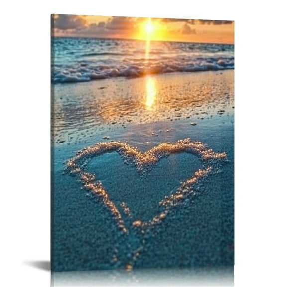 Creowell Heart Sun Beach Canvas Wall Art for Home Decor 12x16 12x16in