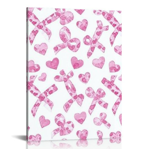 Creowell Hearts Pattern Ribbon Canvas Wall Art Home Decor 12x16 12x16in