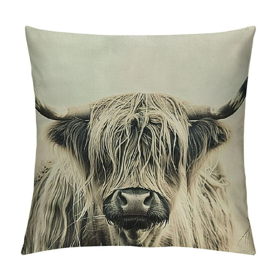 Creowell Highland Cow Pillow Cover，Multi Size Cow Home Decorative Pillows Cover，Cushion Cover for Couch Sofa Bed (Multi Size)