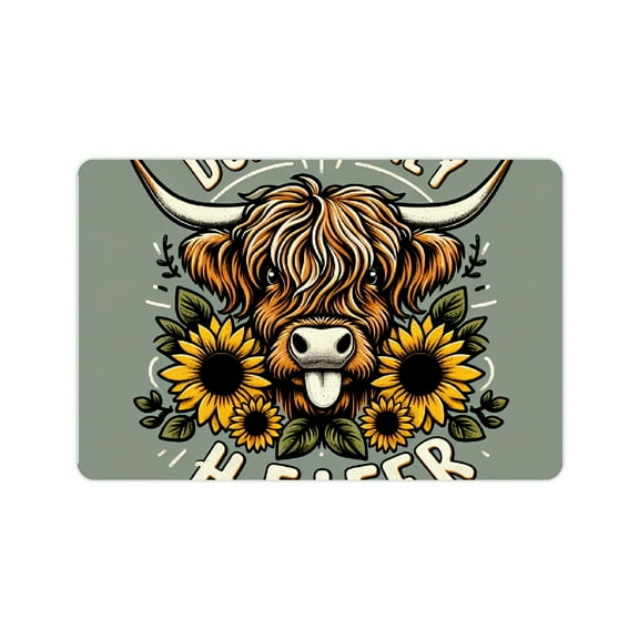 Creowell Highland Cow Sunflowers Playful Bath Mat Quick Drying 24x16in