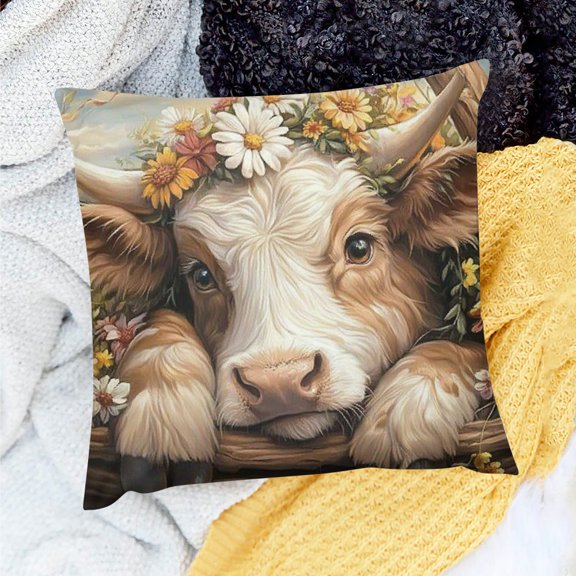 Creowell Home Decor Throw Pillow Cover Flowers Fantasy Art Linen 18x18in