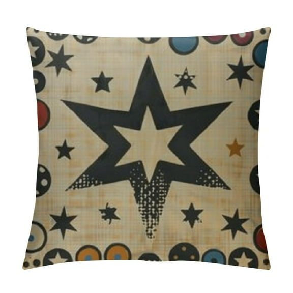 Creowell   Home Decoration Throw Pillow Covers Primitive Country Folk Western Star Pillowcases Square Two Sides Print White