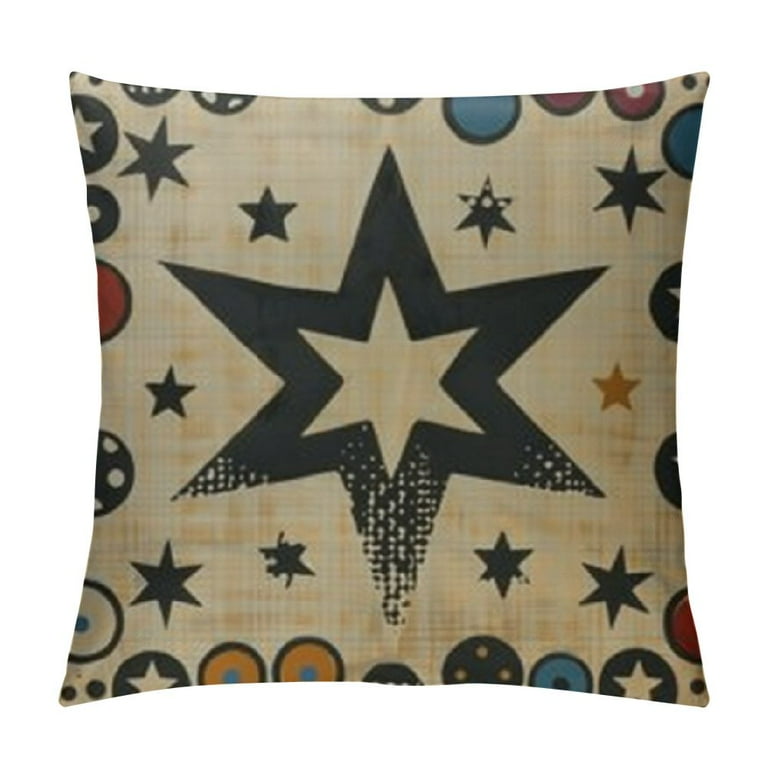 Creowell Home Decoration Throw Pillow Covers Primitive Country Folk Western Star Pillowcases Square Two Sides Print White Walmart