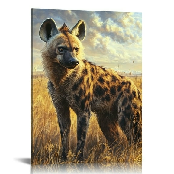 Creowell Hyena Grass Sky Print On Canvas Wall Decor for Home Living Room Bathroom Bedroom Office, Ready to Hang Artwork 12x16in