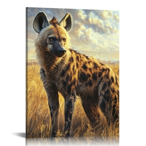 Creowell Hyena Grass Sky Print On Canvas Wall Decor for Home Living Room Bathroom Bedroom Office, Ready to Hang Artwork 16x20in