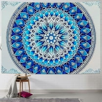Creowell  Indian Blue and White Tapestry Mandala Wall Hangings- Tapestry For Bedroom - Indie Wall Tapestry Hippie Room Decor - Boho Medium Tapestries Aesthetic Multi Size
