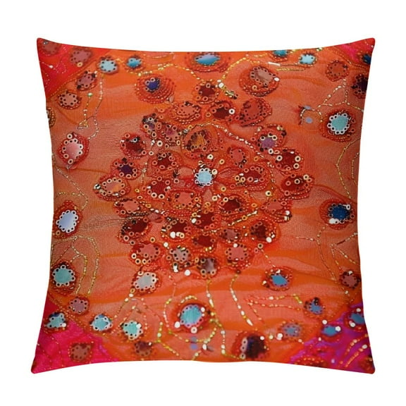 Creowell Indian - Decorative Sofa Throw Pillow Cushion Cover Boho Bohemia Orenge White