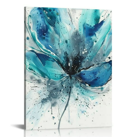 Creowell Ink Green Modern Abstract Floral Canvas Wall Art Watercolor Flowers Home Decor Flowers Wall Art Painting Picture Poster Prints Living Room Bedroom Bathroom Office 16x20 in/12x16 in