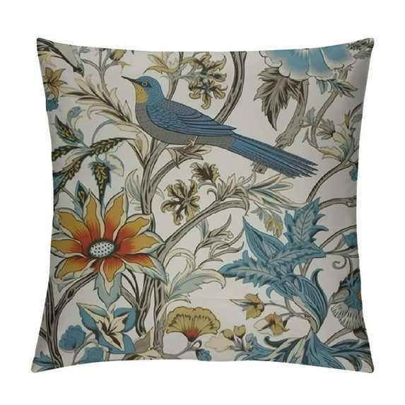 Creowell Japanese Throw Pillow Covers Ink Chinese Traditional Blue Outdoor Pillows Blue Birds Flowers Pillow Covers Asian Style Cushion Cover for Bedroom Couch Bed Living Room Sofa Chair