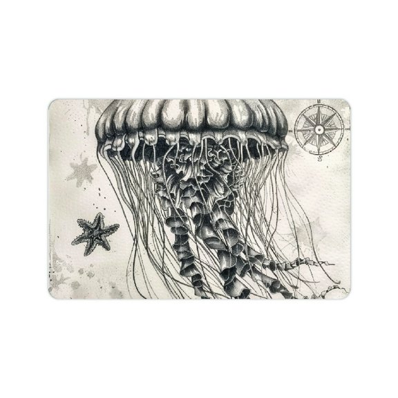 Creowell Jellyfish Starfish Compass Diatom Mud Mats Non-Slip Home 24x16in