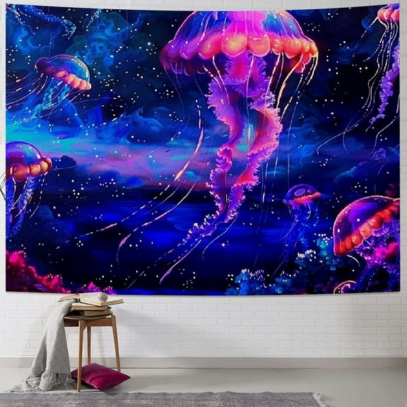 Creowell  Jellyfish Tapestry  Hippie Plant Floral Tapestry Trippy Galaxy Space Tapestry Fantasy Starry Sky Tapestry Wall Hanging for Bedroom Decor 40x30inch