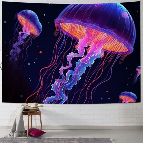 Creowell  Jellyfish Tapestry Wall Hanging, Fantasy Tapestry for Bedroom Aesthetic, Posters for Party Backdrop, Cool Stuff Hippie Decor, Living Room 40x30inch